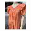 Vintage 90s Peach Shift Dress Tiered Flutter Sleeve Eyelet lace Neckline Ribbon - Image 9