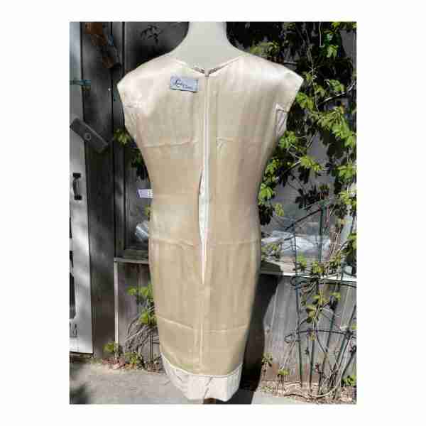 Vintage Lourdes Chavez Designer Shift Dress Ivory Gold Mother of Bride Cotton Sz 10 - Image 11