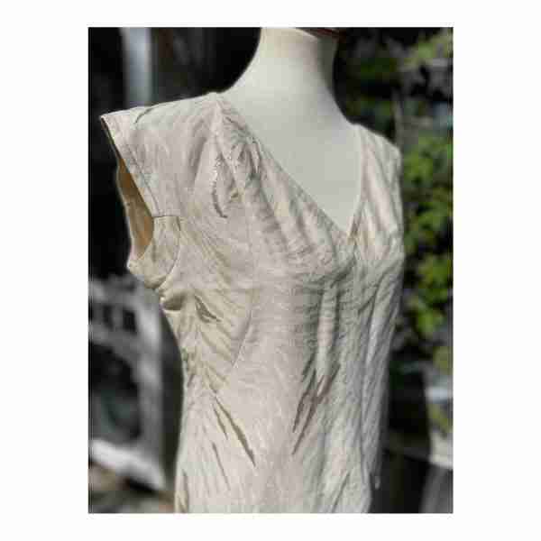 Vintage Lourdes Chavez Designer Shift Dress Ivory Gold Mother of Bride Cotton Sz 10 - Image 7