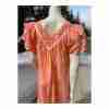 Vintage 90s Peach Shift Dress Tiered Flutter Sleeve Eyelet lace Neckline Ribbon - Image 2