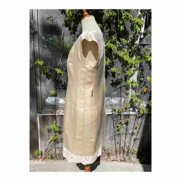 Vintage Lourdes Chavez Designer Shift Dress Ivory Gold Mother of Bride Cotton Sz 10 - Image 18