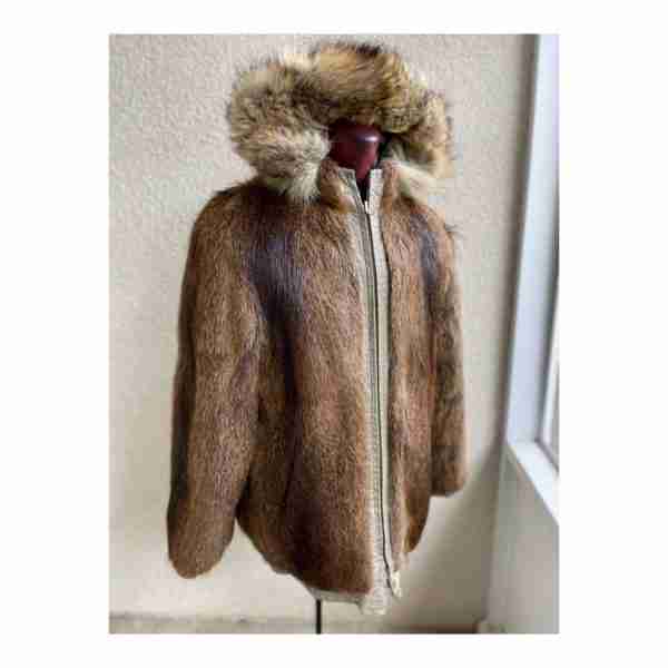 Turkis Tukku Vintage 80s Leather Parka Jacket Reversible Beaver Fur Hooded - Image 18