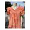 Vintage 90s Peach Shift Dress Tiered Flutter Sleeve Eyelet lace Neckline Ribbon - Image 10
