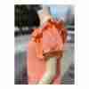 Vintage 90s Peach Shift Dress Tiered Flutter Sleeve Eyelet lace Neckline Ribbon - Image 7