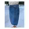 Vintage 80s Johnathan G Denim Pencil Skirt High Waist Sz 15 Med Wash Cotton - Image 4