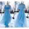 True Vintage 50s Prom Dress Maxi Sky Blue Tulle Matching Bolero Sweetheart S/M