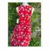 French Grey Red Floral Jersey Knit Tank Swing Dress Summer Stretch Sz M - Image 4