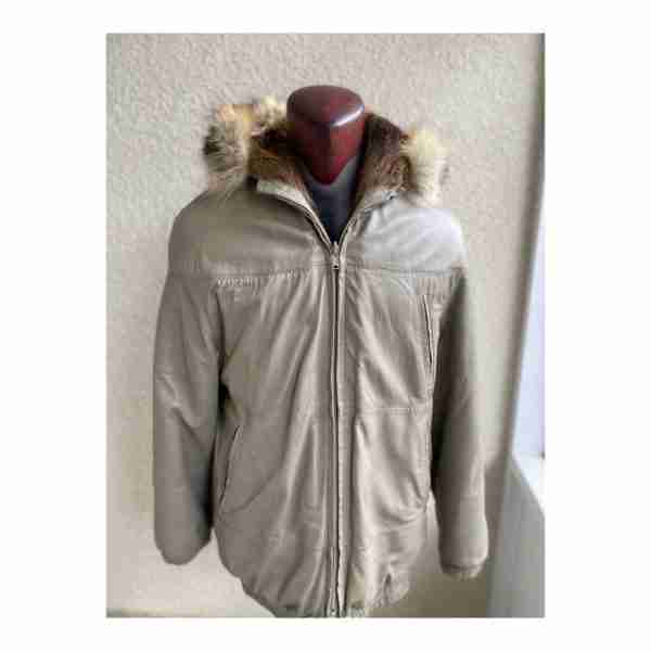 Turkis Tukku Vintage 80s Leather Parka Jacket Reversible Beaver Fur Hooded - Image 10