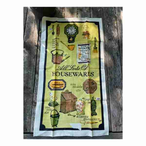 Vintage 100% Linen Kitchen Towels Decorative Retro Housewares Yellow Green NWOT - Image 2