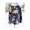 Vintage 90s Boho Black Floral Sheer Blouse Top Keyhole Chiffon Sz 2X