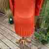 Tangerine Open Knit Waterfall Cardigan Skirted Hem Sz 8 - Image 3