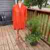 Tangerine Open Knit Waterfall Cardigan Skirted Hem Sz 8 - Image 5