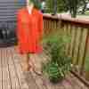 Tangerine Open Knit Waterfall Cardigan Skirted Hem Sz 8