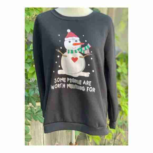 Black Fleece Ugly Christmas Sweater NWT Snowman