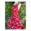 French Grey Red Floral Jersey Knit Tank Swing Dress Summer Stretch Sz M - Image 2