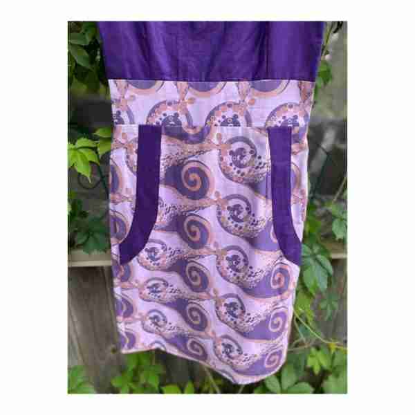 Vintage Wiggle Dress Midi Length Dolman Short Sleeve Purple Swirls - Image 7