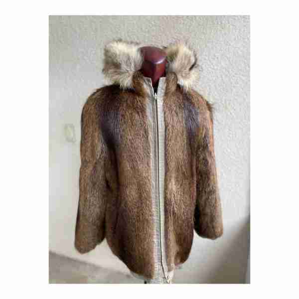 Turkis Tukku Vintage 80s Leather Parka Jacket Reversible Beaver Fur Hooded - Image 11