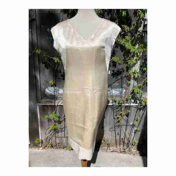 Vintage Lourdes Chavez Designer Shift Dress Ivory Gold Mother of Bride Cotton Sz 10 - Image 17