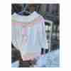 Vintage 80s Pastel Fine Knit Off Shoulder Sweater Pom Pom Neck Ties Baby Duck 24M - Image 3