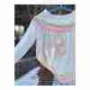 Vintage 80s Pastel Fine Knit Off Shoulder Sweater Pom Pom Neck Ties Baby Duck 24M - Image 4