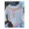 Vintage 80s Pastel Fine Knit Off Shoulder Sweater Pom Pom Neck Ties Baby Duck 24M