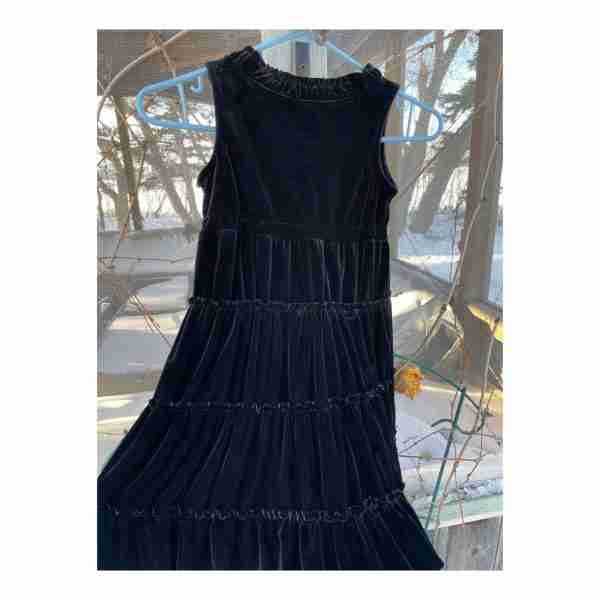 The Childrens Place Black Velvet Tank Dress Tiered Skirt Sleeveless Sz 6 - Image 3