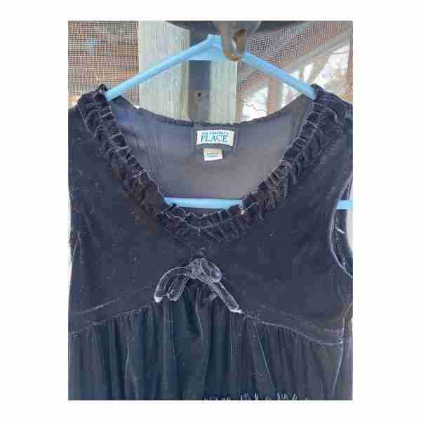 The Childrens Place Black Velvet Tank Dress Tiered Skirt Sleeveless Sz 6 - Image 5