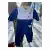70s MINI TOGS Deadstock Blue Corduroy and eyelet lace Jumpsuit Sz 10-14 lbs