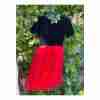 Vintage 50's 60's Formal Midi Dress Black Velvet Bodice Red Chiffon Skirt - Image 12