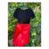 Vintage 50's 60's Formal Midi Dress Black Velvet Bodice Red Chiffon Skirt - Image 9