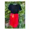 Vintage 50's 60's Formal Midi Dress Black Velvet Bodice Red Chiffon Skirt - Image 8