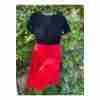 Vintage 50's 60's Formal Midi Dress Black Velvet Bodice Red Chiffon Skirt - Image 7