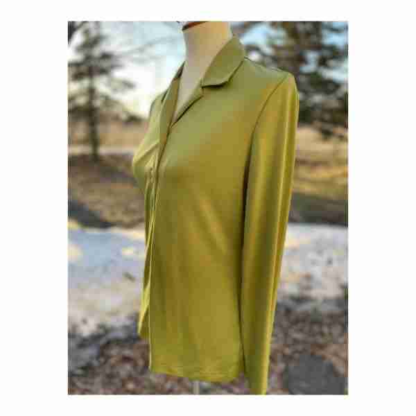 Vintage 90s Does 70s Reitman's Green Long Sleeve Blouse Top Fitted Sz M - Image 10