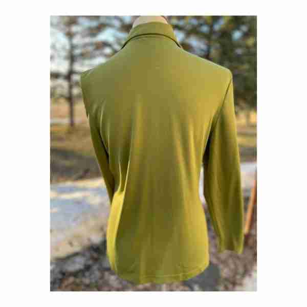 Vintage 90s Does 70s Reitman's Green Long Sleeve Blouse Top Fitted Sz M - Image 7