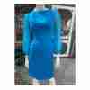 Vintage 60s Party Time Fashions Blue Mini Dress Silky Overlay Balloon Sleeve - Image 2