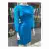 Vintage 60s Party Time Fashions Blue Mini Dress Silky Overlay Balloon Sleeve - Image 3