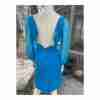 Vintage 60s Party Time Fashions Blue Mini Dress Silky Overlay Balloon Sleeve - Image 4