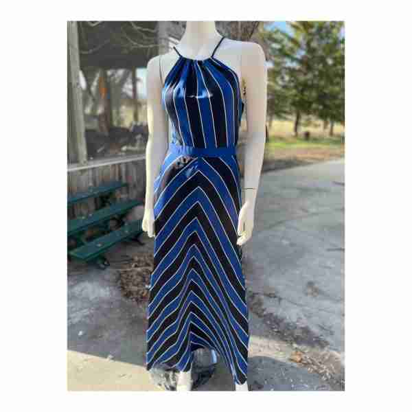 Guess Striped Halter Maxi Dress Bias Cut Chevron Sz 6 - Image 16