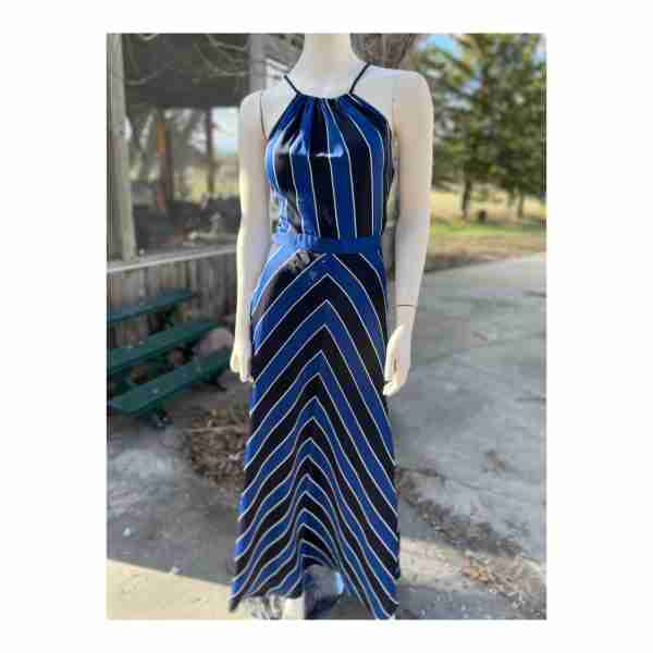 Guess Striped Halter Maxi Dress Bias Cut Chevron Sz 6 - Image 15