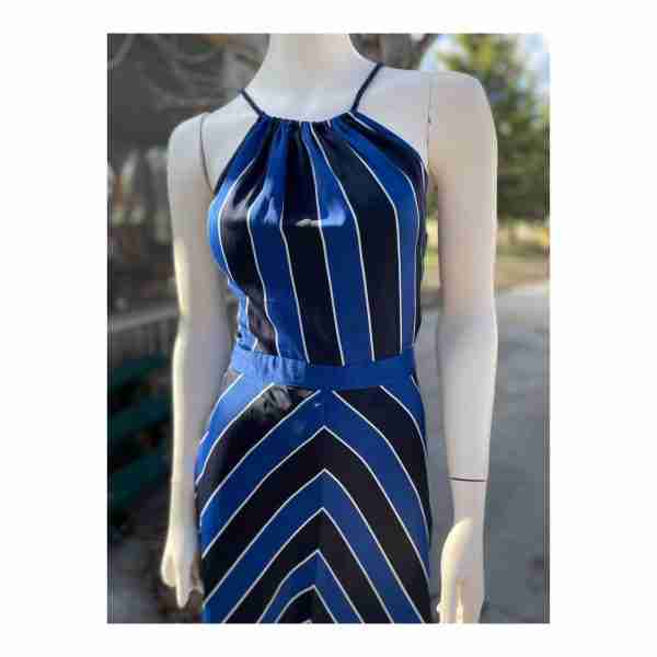 Guess Striped Halter Maxi Dress Bias Cut Chevron Sz 6 - Image 14