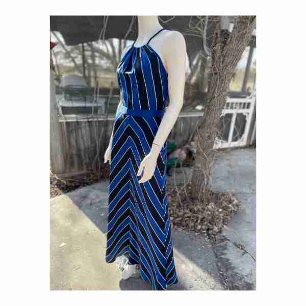 Guess Striped Halter Maxi Dress Bias Cut Chevron Sz 6 - Image 3