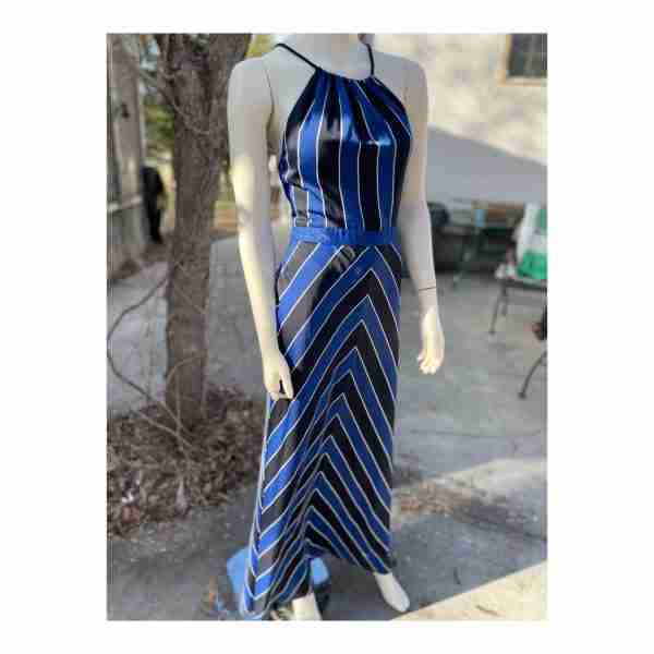 Guess Striped Halter Maxi Dress Bias Cut Chevron Sz 6 - Image 20