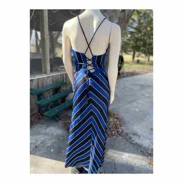 Guess Striped Halter Maxi Dress Bias Cut Chevron Sz 6 - Image 10