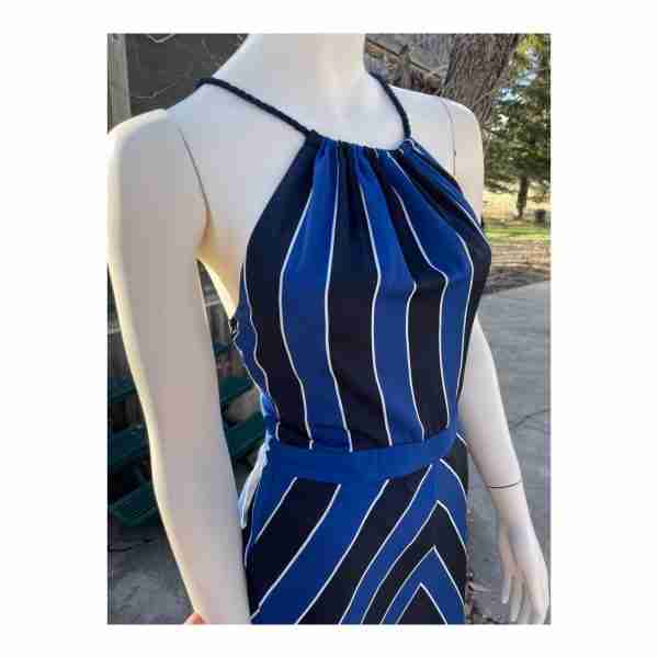 Guess Striped Halter Maxi Dress Bias Cut Chevron Sz 6 - Image 2