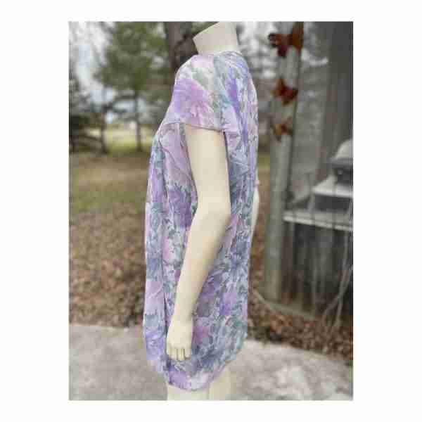 La Loire by Edward Saykaly Vintage 80s Floral Lingerie Set Negligee Duster Sheer Sz - Image 12