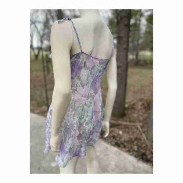 La Loire by Edward Saykaly Vintage 80s Floral Lingerie Set Negligee Duster Sheer Sz - Image 4