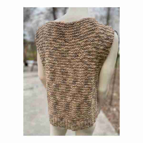 Retro Chunky Knit Sweater Tee Cap Sleeve Top Earth Tones Gold Metallic Boho - Image 4