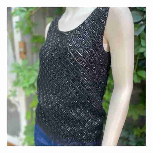 Vintage Tank Top 60s Eaton's 100% Wool Beaded Tassels Sz M Glam Sparkly - Image 5