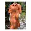 Lafayette 148 Sedwick Dress Shirt Tent Pockets Tanned Coral Cotton Sz S Oversized - Image 3