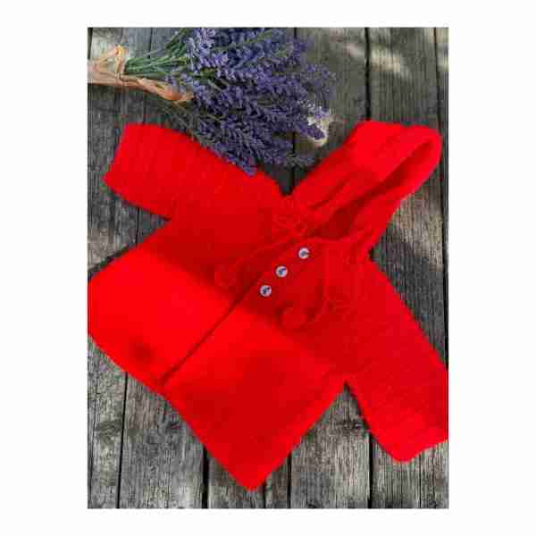 Vintage Red Knit Hoodie Cardigan Po0 Bear Buttons